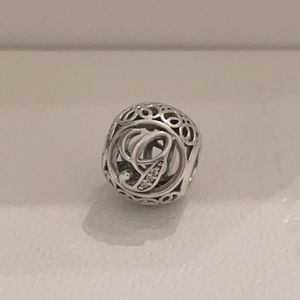New Authentic Pandora Sterling Silver Vintage G Clear Charm Bead 791851